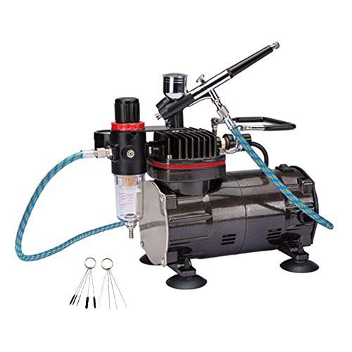 Ausuc エアーブラシ ミニ コンプレッサー セット ダブルアクション エアブラシ 重力フィード オイルレス エアーコンプレッサー 静音タイプ ハンドピース ホビー プラモデル 塗装 スプレー