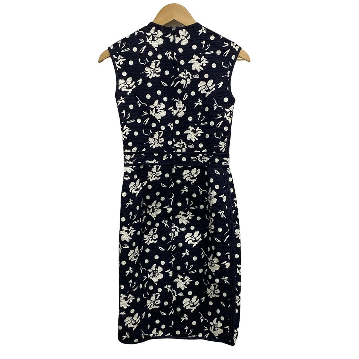 HERRERA キャロリーナ ヘレラ ワンピース サイズ0 XS レディース - ダークネイビー×白 ノースリーブ|ひざ丈|花柄