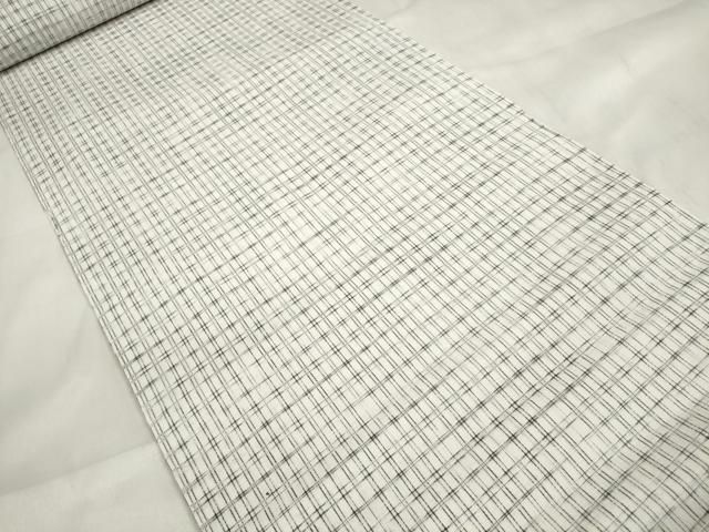 平和屋着物＊夏物 男性 綿麻上布 反物 着尺 きよ水 格子 キングサイズ ♥ zzz