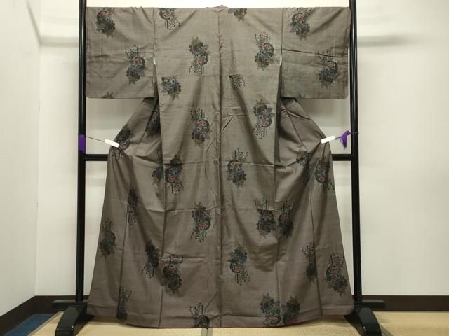 平和屋着物○本場大島紬 9マルキ 雪輪重ね花文 正絹 逸品 CABB0116gh