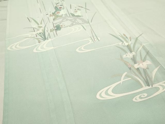 平和屋着物＊夏物 中国三大刺繍 スワトウ刺繍 訪問着 絽 流水籬花文 暈