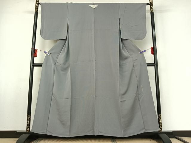 平和屋着物▽江戸小紋 単衣 万筋 御召御納戸色×白色 正絹 jh