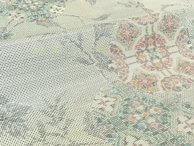  平和屋着物▽本場大島紬 白大島 単衣 7マルキ 正倉院花文 正絹 jh 紬 着物