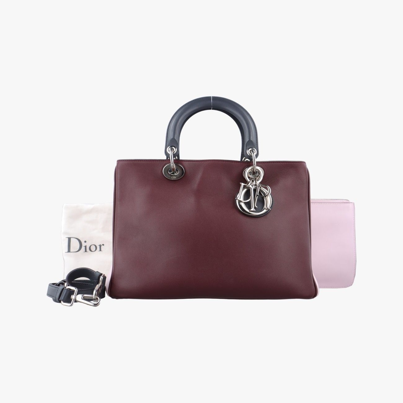 クリスチャンディオールChristian Diorディオリッシモ ワインレッド×ブラック×ピンク レザー 09-MA-0135