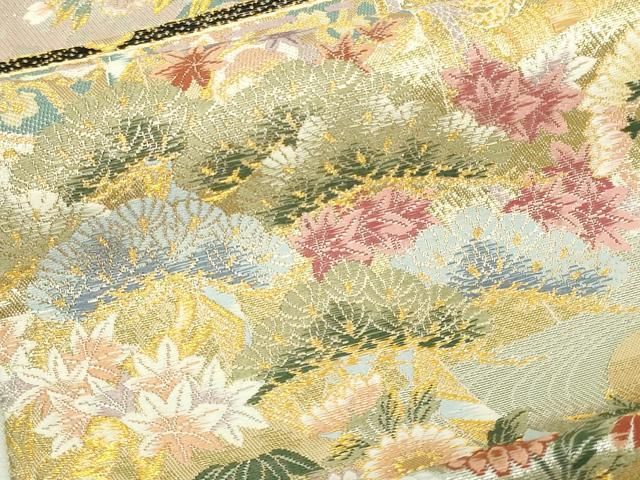 平和屋本店▽六通柄袋帯 几帳舞楽草花文 本金 正絹 逸品 DABA9860sf