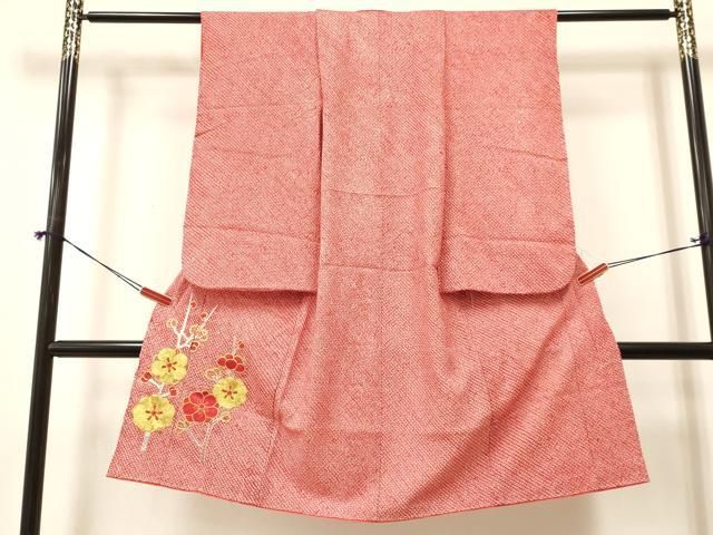 平和屋着物 七五三 女の子 ７歳 祝着 四つ身 刺繍 絞り 枝梅文 金銀彩 ma