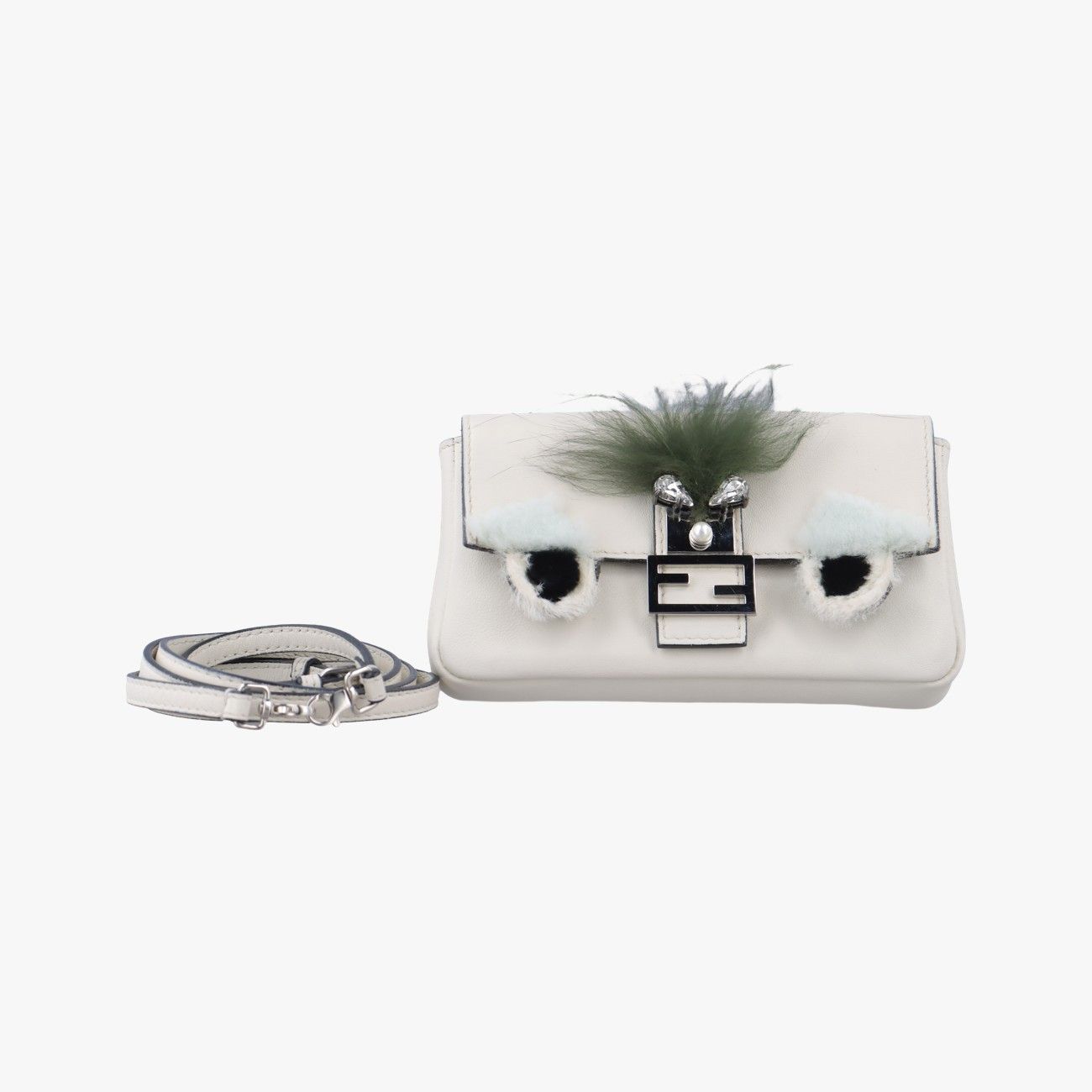 フェンディFendiモンスターマイクロバケット ホワイト マルチカラー レザー 8 M 0354 5 Q 3 159 3355