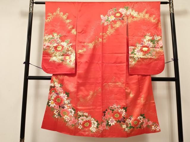 平和屋着物 七五三 女の子 ７歳 祝着 四つ身 草花文 金彩 ma