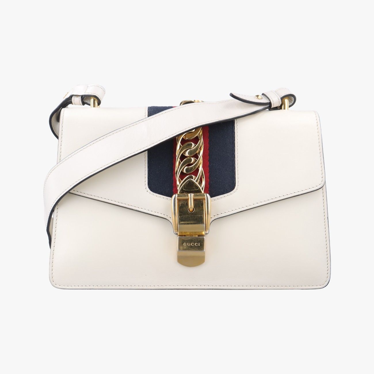 グッチGucciシルヴィ ホワイト×ブラック×レッド レザー 421882