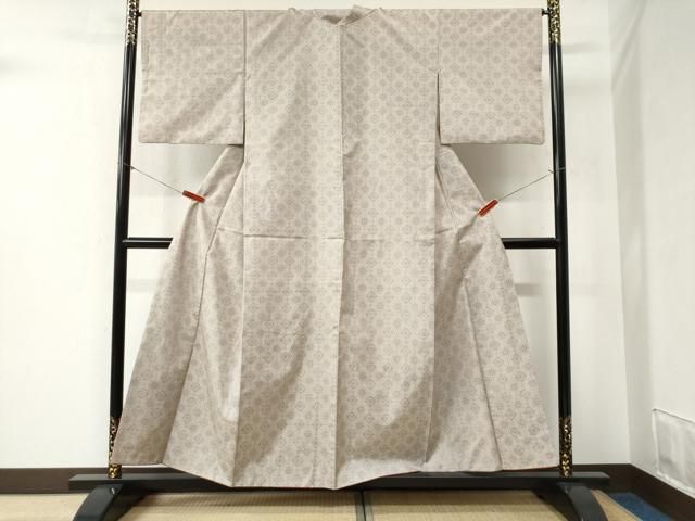 平和屋着物●本場大島紬 白大島 7マルキ 網目菱花文 正絹 yc