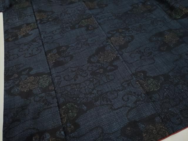 平和屋着物○本場結城紬 重要無形文化財 80亀甲 霞草花文 正絹 逸品