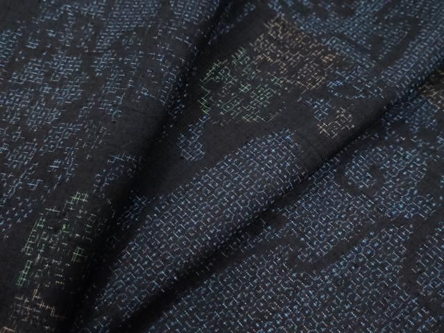 平和屋着物○本場結城紬 重要無形文化財 80亀甲 霞草花文 正絹 逸品