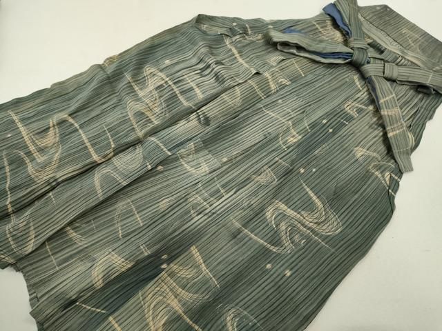 平和屋着物＊夏物 アンティーク 大正ロマン 男性 行灯袴 縦絽 流水文 暈し染め 正絹 ze