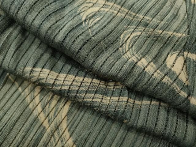 平和屋着物＊夏物 アンティーク 大正ロマン 男性 行灯袴 縦絽 流水文 暈し染め 正絹 ze