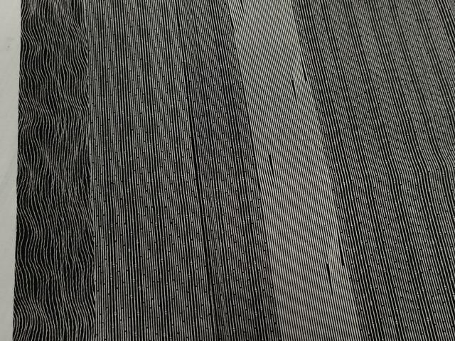  平和屋着物●伝統工芸士 金田今朝男 江戸小紋 訪問着 竹万筋 黒色×白鼠色 正絹 yc 小紋 着物