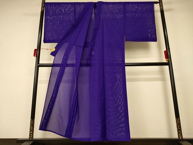 平和屋着物＊夏物 男性 色無地 絽 深紫色 洗える着物 AABE8975jd