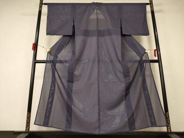 平和屋着物＊夏物 色無地 絽 褐色 洗える着物 jd