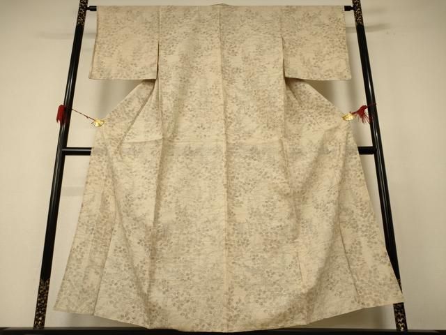 平和屋着物＊夏物 生紬 草花文 正絹 jd