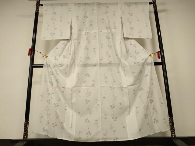 平和屋着物＊夏物 小紋 絽 枝花文 洗える着物 jd