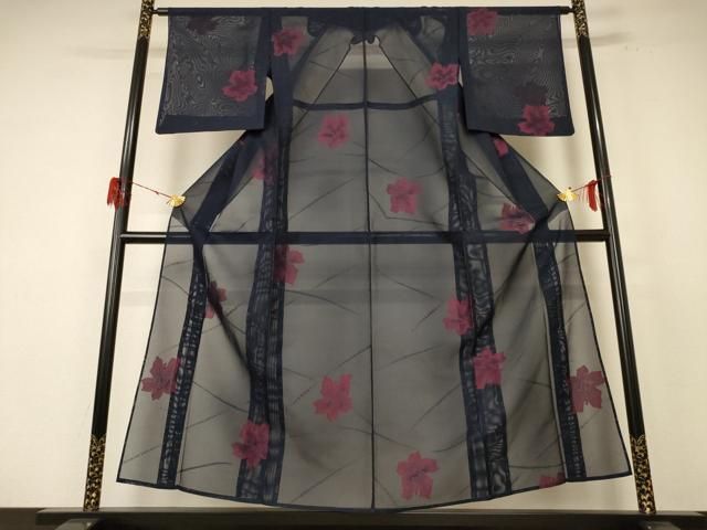 平和屋着物＊夏物 小紋 紗 舞花文 正絹 jd