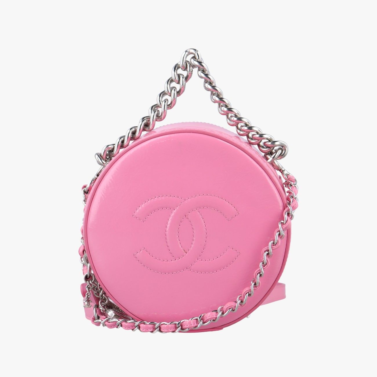 シャネルChanelココマーク ラウンド ピンク パテント A 91946