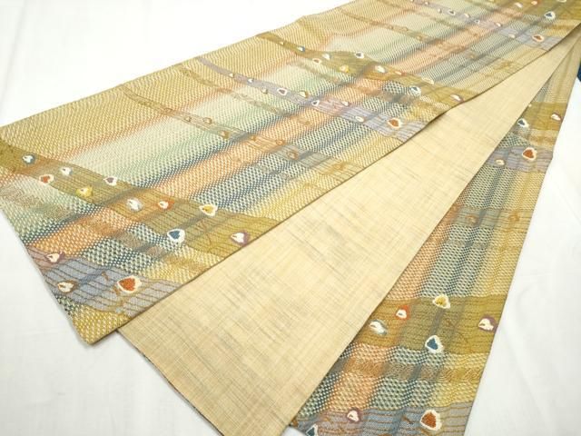  平和屋着物●両面 六通柄袋帯 孔雀羽文 金糸 正絹 hy 袋帯 帯