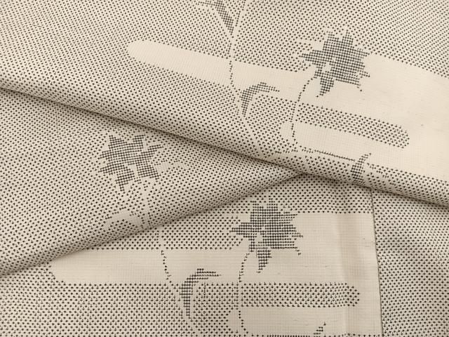 平和屋着物●本場大島紬 白大島 9マルキ エ霞枝花文 正絹 mz