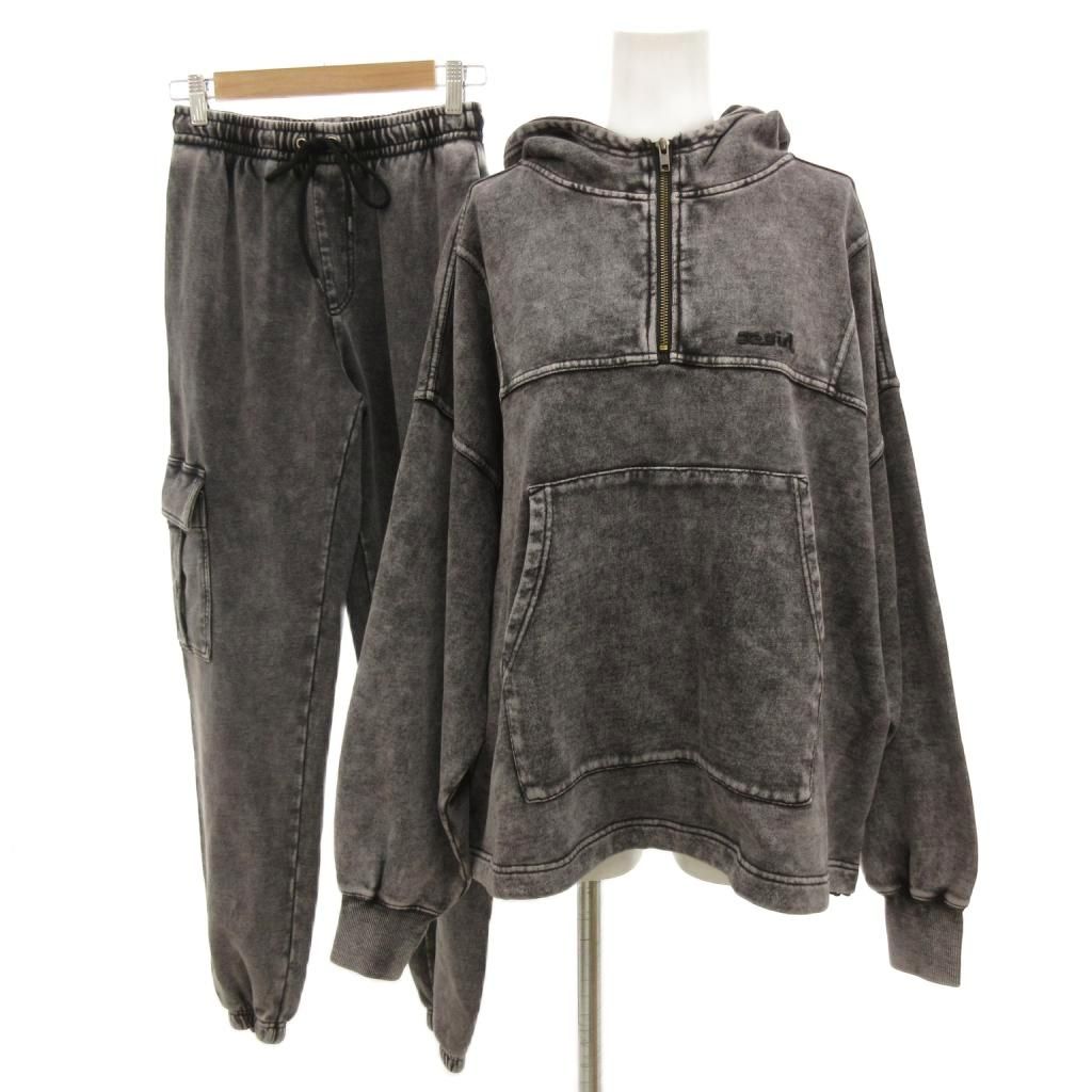 エックスガール x-girl 25 SS FADED ANORAK SWEAT HOODIE CARGO PANTS タグ付き セットアップ パーカー パンツ ウォッシュ加工 グレー |JS GY 19