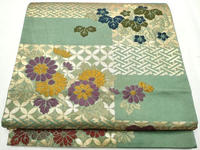 平和屋着物○西陣 川島織物 六通柄 京袋帯 唐織 草花文 金糸