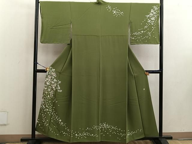 平和屋着物●染師　故・山代谷隆　訪問着　枝花文　正絹　逸品　BAAW3477mz 平和屋着物○染師 故・山代谷隆 訪問着 枝花文 正絹 逸品 BAAW3477mz