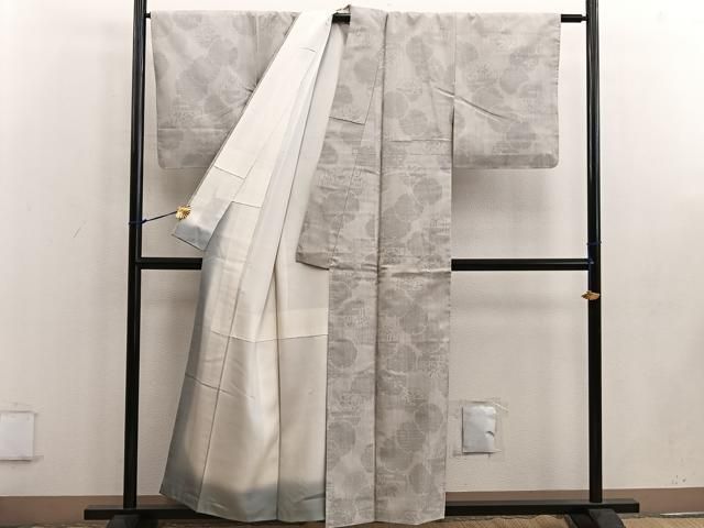 平和屋着物○本場真綿縢結城紬 80亀甲 雪輪花文 証紙付き 正絹 逸品