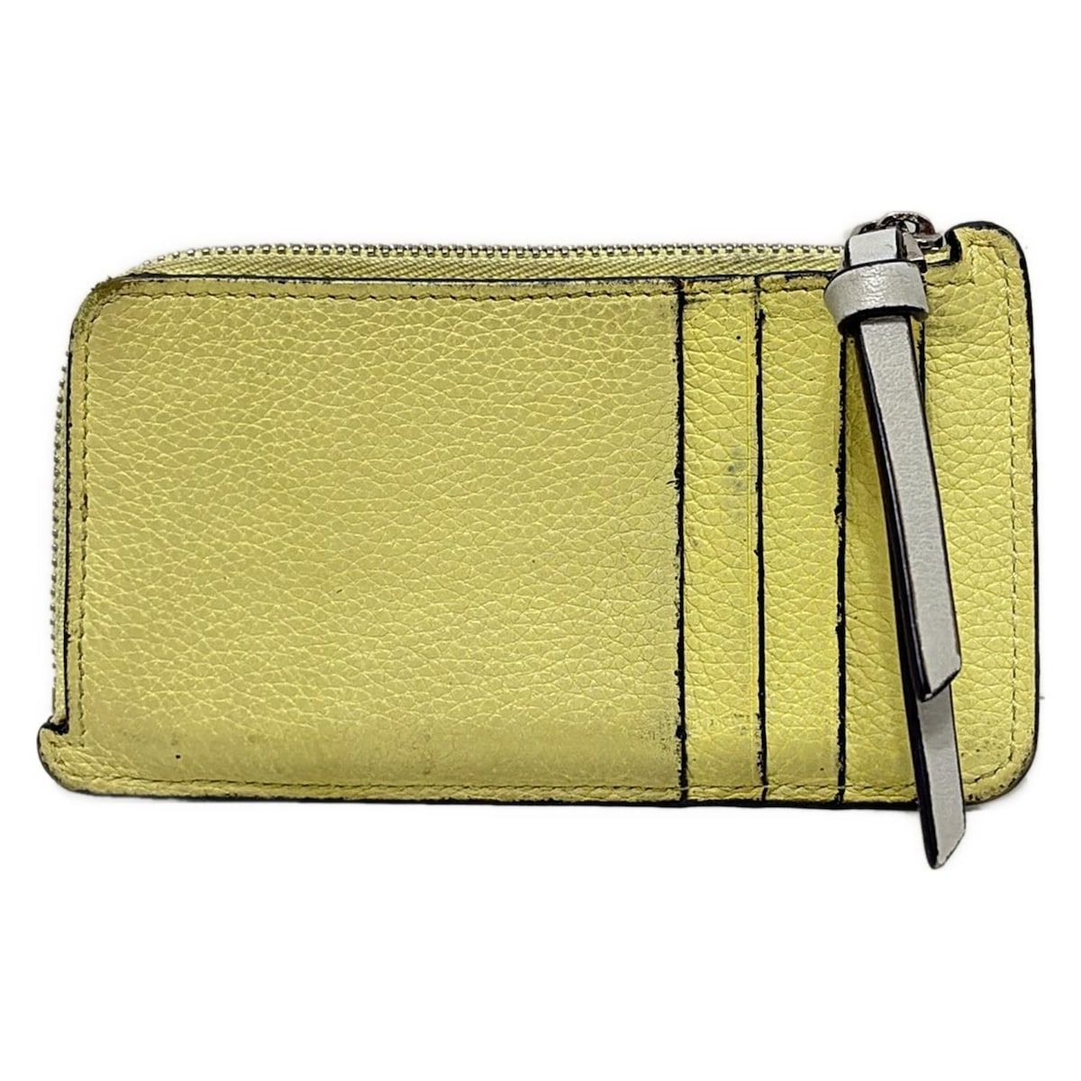 LOEWE ロエベ コインケース コインカードホルダー ライトイエロー×ブラウン L字ファスナー レザー