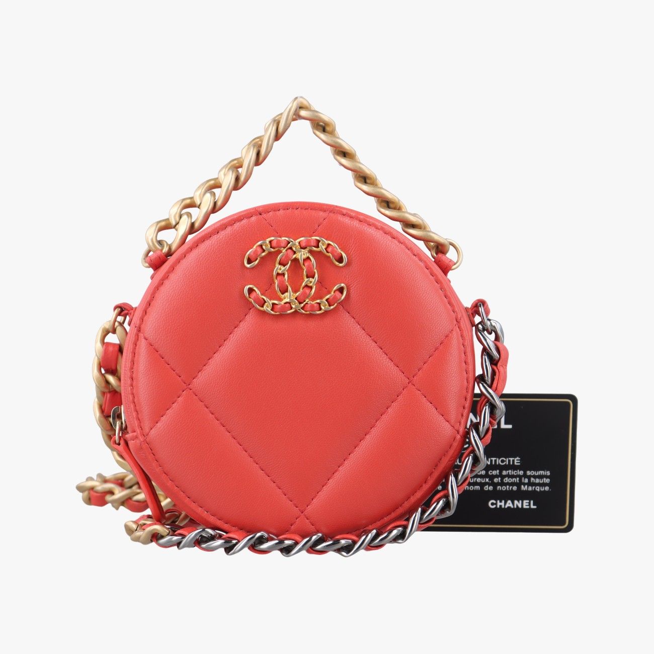 シャネルChanelシャネル19ラウンド レッド ラムスキン AP 0945