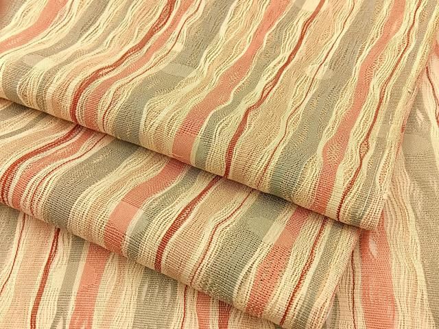 平和屋着物＊夏物 紗紬 よろけ縞 正絹 ♥ hj