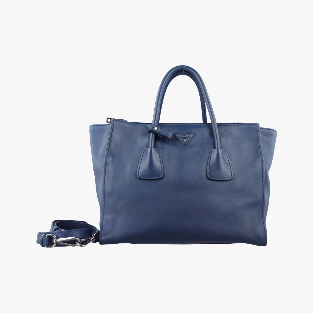 プラダPradaツイン ポケット ウィング トート ブルー レザー BN 2619 180