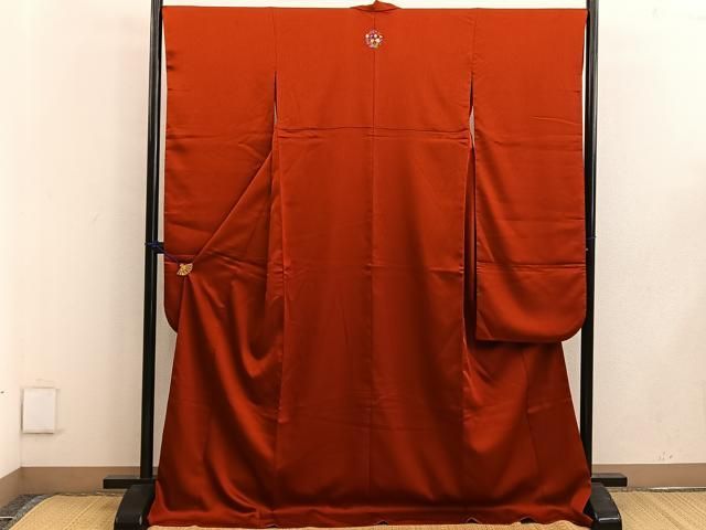 平和屋着物●豪華振袖 色無地 紅海老茶色 洗える着物 mz