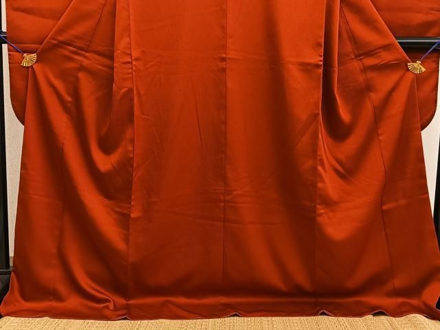 平和屋着物●豪華振袖 色無地 紅海老茶色 洗える着物 mz