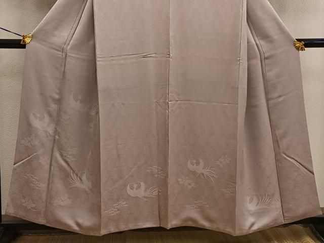 平和屋着物●豪華色留袖 鳳凰花地紋 水柿色 正絹 mz