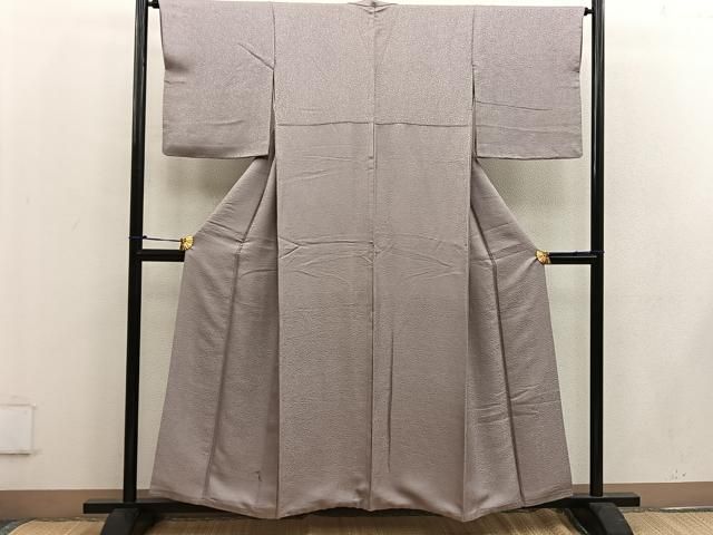 平和屋着物●上質な色無地 南天地紋 銀煤竹色 正絹 mz