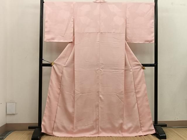 平和屋着物●上質な色無地 亀甲地紋 宍色 正絹 mz