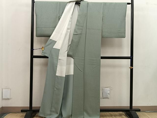  平和屋着物●上質な色無地 麹塵色 正絹 mz 色無地 着物