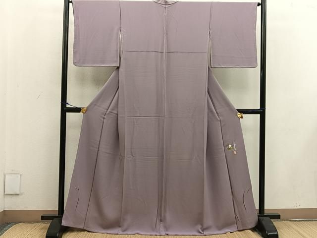 平和屋着物●本草木染作家 瑞寶 色無地 煎茶色 反端付き 正絹 ♥ mz