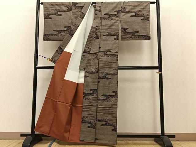 平和屋着物○本場大島紬 9マルキ エ霞文様 正絹 逸品 BAAW0989hj