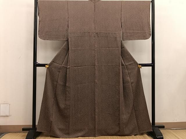 平和屋着物▽江戸小紋 単衣 草花文 正絹 mz