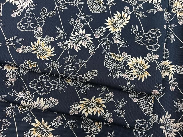 平和屋着物▽上質な小紋 単衣 型染め 草花文 正絹 mz