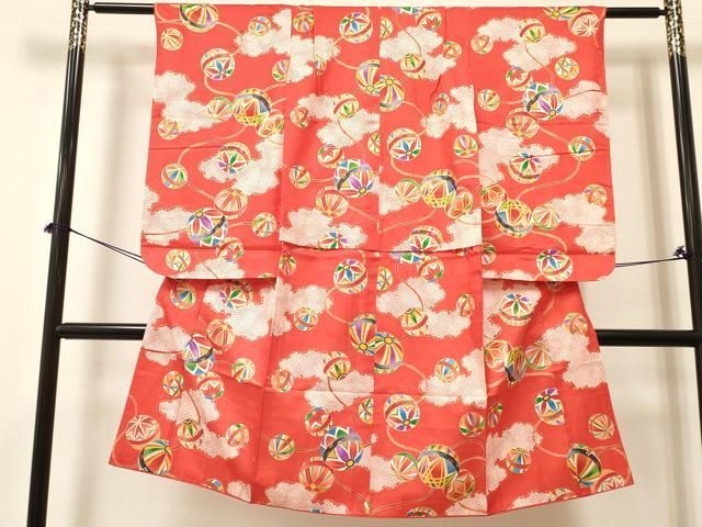 603ag31□七五三 七歳 女児 着物&袋帯 金彩 花に組紐□美品