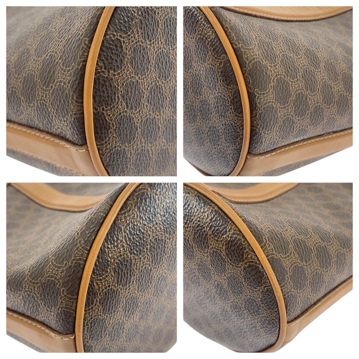 美品 CELINE セリーヌ マカダム ブラウン ゴールド金具 PVC/レザー