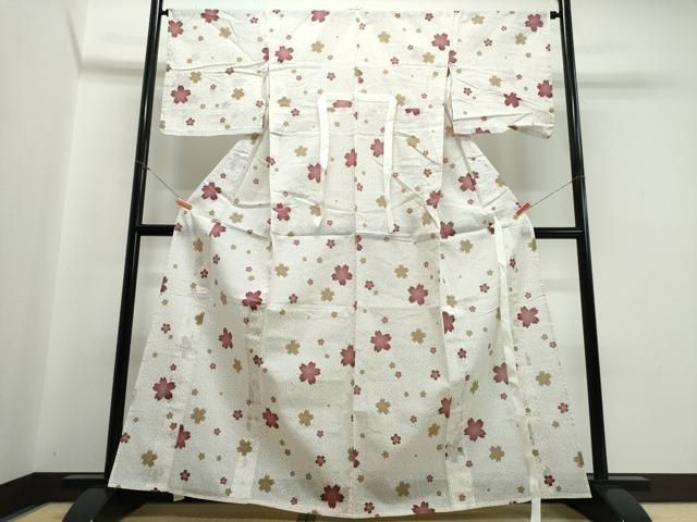 平和屋着物∴夏物 浴衣 綿紅梅 舞桜 伊勢丹扱い 綿 逸品 CABB6557ng