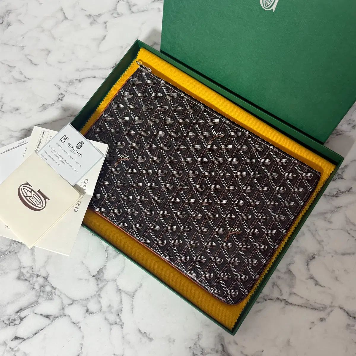 S 級 ゴヤール クラッチバッグ MM ブラック タン