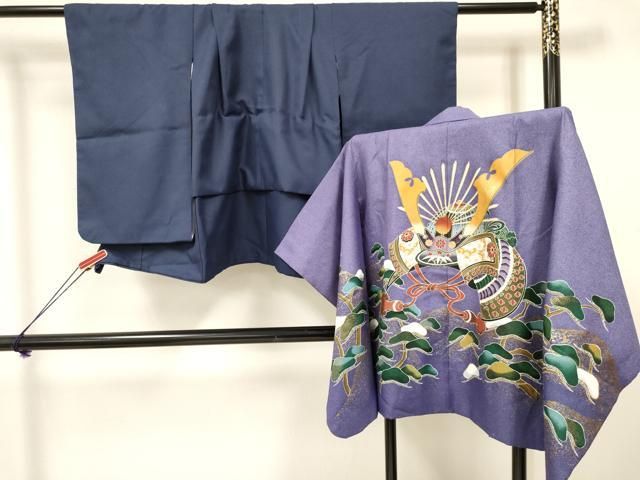 平和屋着物 七五三 男の子 祝着 羽織セット 兜 松文 金彩 ma